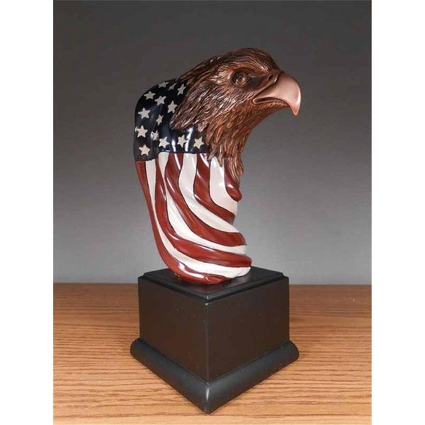 Marian Imports Marian Imports F55150 Eagle Head With Flag Bronze Plated Resin Sculpture 55150